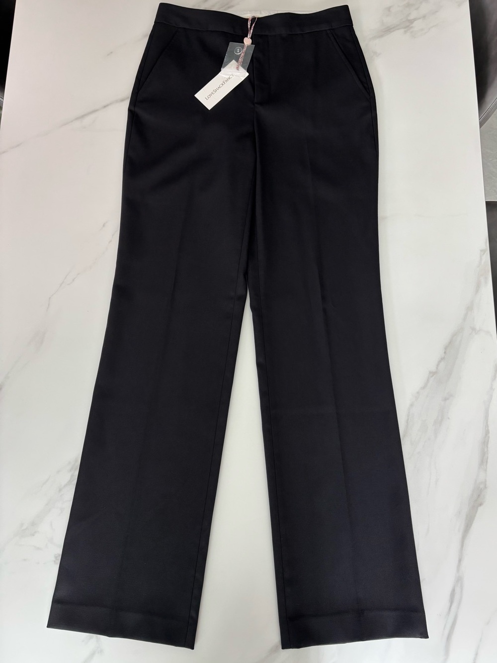 Loveshackfancy Severine Wool Classic Black Straight-Leg Dress Pants Sz US 4 - Picture 2 of 13